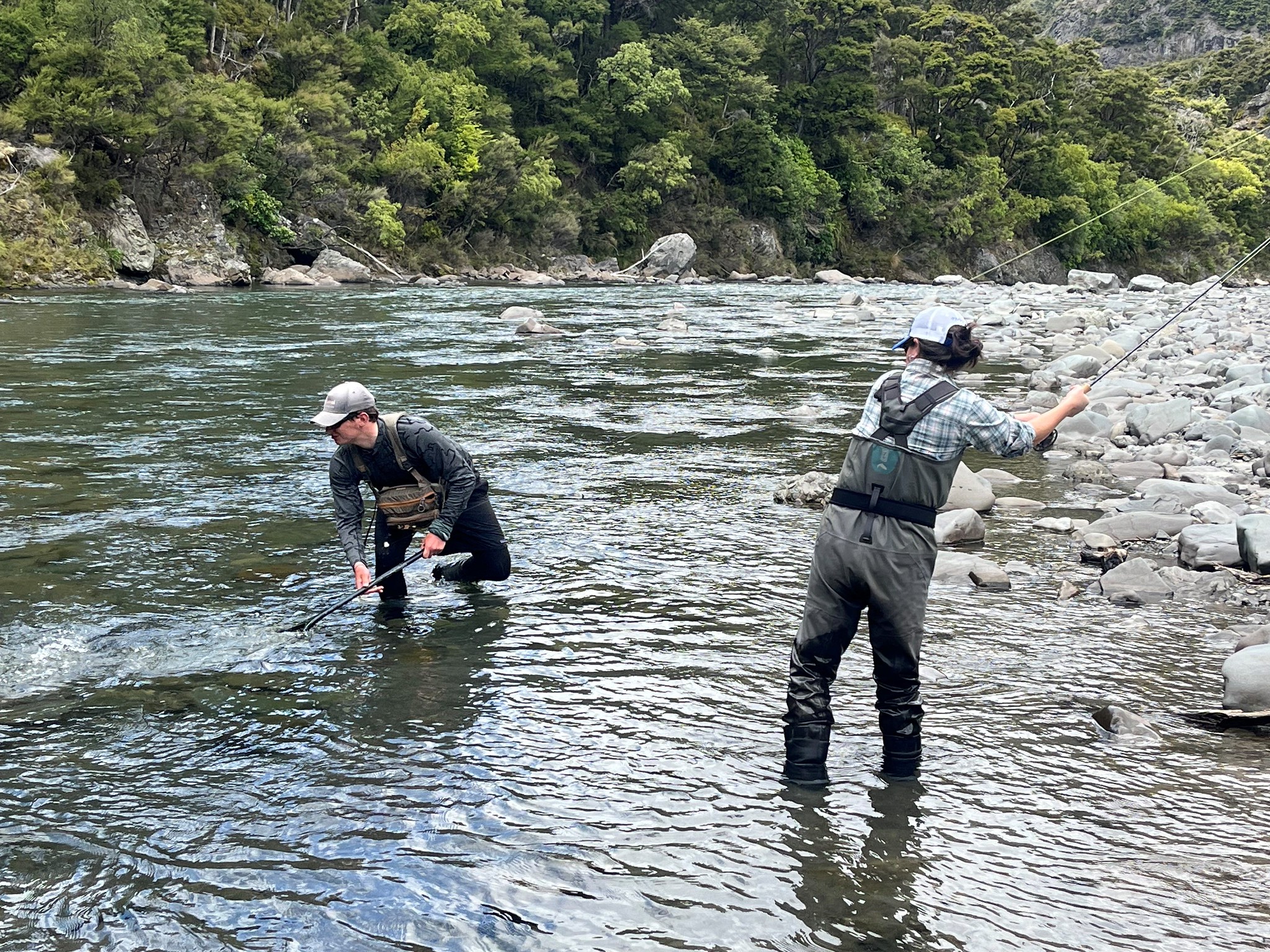 two person fly fishing